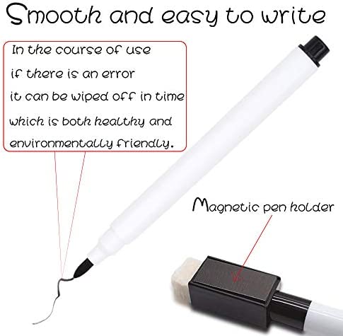 RETON 50 Pcs Rewritable Magnetic Dry Wipe White Board Markers Pens with Eraser Cap, 4.4 in Mini Dry Erase Marker with Fine Tip for Classroom, Office, Hospital, Home and Factory (50 Pcs, Black)