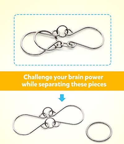 Coogam Metal Wire Puzzle Set of 16 with Pouch,Brain Teaser IQ Test Disentanglemen Iron Link Unlock Interlock Game Chinese Ring Magic Trick Toy for Party Favor Kids Adults Challenge