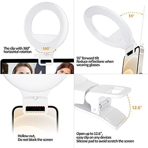 Video Conference Lighting Touch Control Ring Light for Computer Clip On Laptop Monitor for Webcam Lighting/Zoom Lighting/Live Streaming