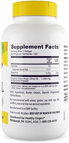 Healthy Origins Extra Virgin Olive Oil Softgels, 120 Count