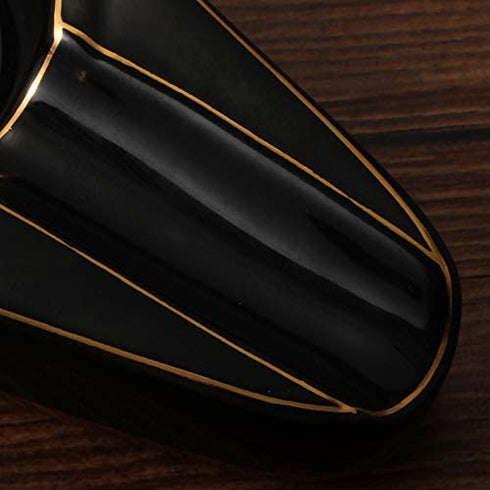 Galiner Cigar Ashtray, Travel Ceramic Ashtray, Outdoor cigar Ash Tray gift accessoires(Black With Golden line)