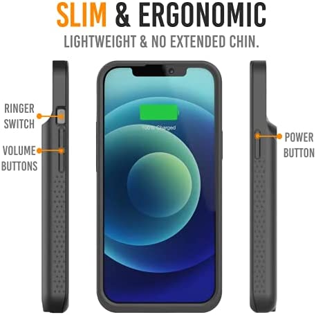 Alpatronix Battery Case for iPhone 13 and iPhone 13 Pro (6.1 inch), Strong Slim Portable Protective Extended Charger Cover with Wireless Charging and Certified Connector Chip (BX13) – Black