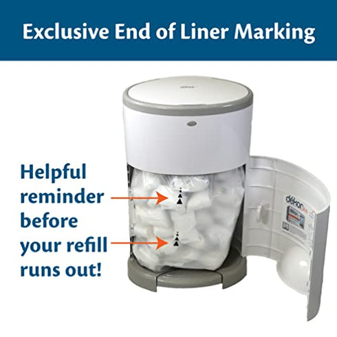 Dekor Classic Diaper Pail Refills | 2 Count | Most Economical Refill System | Quick & Easy to Replace | No Preset Bag Size – Use Only What You Need | Exclusive End-of-Liner Marking | Baby Powder Scent