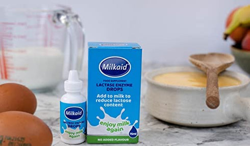 Milkaid Lactase Enzyme Drops for Lactose Intolerance Relief | Prevents Gas, Bloating & Diarrhea | Fast Acting Dairy Digestive Supplement | Gluten Free & Vegetarian | No Artificial Flavor | 0.5 Fl Oz