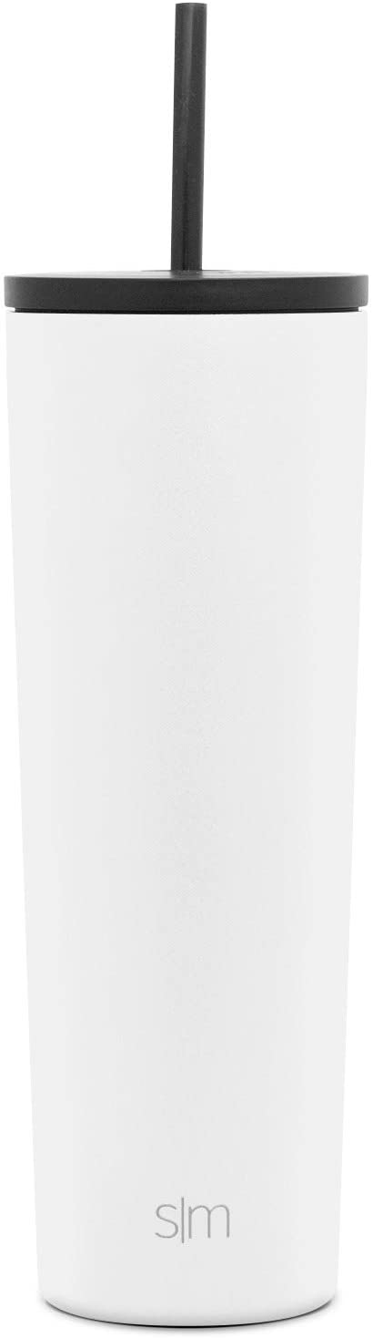 Simple Modern Insulated Tumbler Cup with Flip Lid and Straw Lid | Reusable Stainless Steel Water Bottle Iced Coffee Travel Mug | Classic Collection | 28oz (830ml) -Winter White