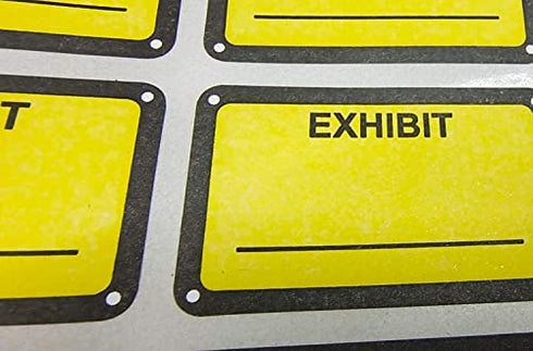 Legal Exhibit Stickers 1.65 X 1 Inches Fluorescent Exhibit Labels - Yellow Color-Coded Exhibit Labels Blank File Folder Labels Tabs for Offices Courts Legal Documents Report Dividers 300 Pcs
