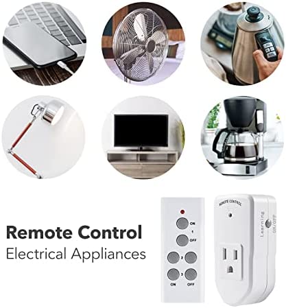 BN-LINK Wireless Remote Control Electrical Outlet Switch for Lights, Fans, Christmas Lights, Small Appliance, Long Range White 10A/1200W, 1 Remote + 1 Outlet