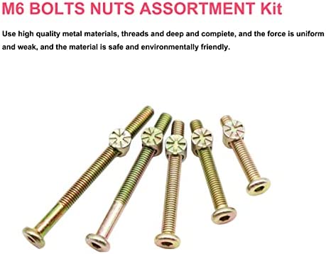 M6 Baby Crib Hardware Replacement Kit, cSeao 50pcs Socket Cap Bolts Barrel Nuts Assortment Kit for Bunk Bed Furniture Chairs, M6x20mm/ 30mm/ 40mm/ 50mm/ 60mm