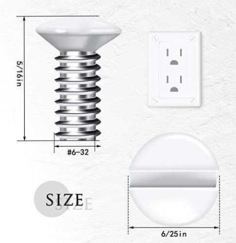 120 Pieces Wall Switch Plate White Screws 5/16 Inch Long 6-32 Thread Switch Cover Metal Panels Screws Oval Head Replacement Socket Screws Milling Slot Screws for Wall Light Switch Panels (White)