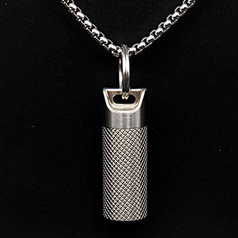 Haxtec Small Pill Box Titanium Pill Fob Necklace Nitro Mini Waterproof Pill Holder Lightweight Survival Case Keychain Pill Bottle for Purse Men & Women (TC10-Ti)