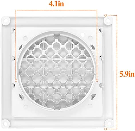 2 PACK Funmit 4 Inch Louvered Dryer Vent Cover Outdoor Including Metal Bird Guard Screen and 4 Screws for Easy to Install Compatible with 4" HVAC Exhaust Dryer Vent Duct Hose