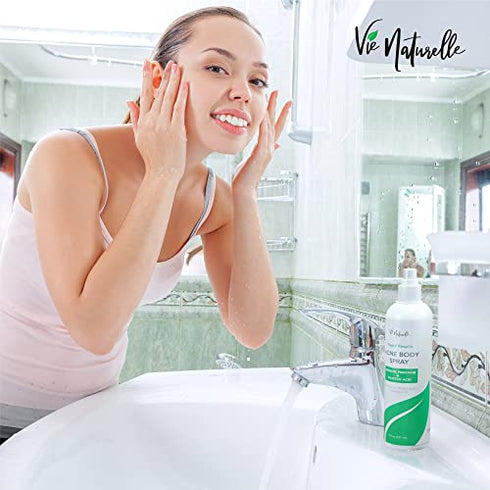Face, Body Acne Spray with Benzoyl Peroxide - Salicylic Acid - Butt, Back Acne Treatment - Cystic Hormonal Acne Treatment, Body, Chest Spray with Tea Tree Oil - for Men, Women, Teens - Acne Body Spray