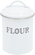 Farmhouse Canister Set, White Metal Kitchen Containers with Lids (4 x 6.3 In, 4 Pack)