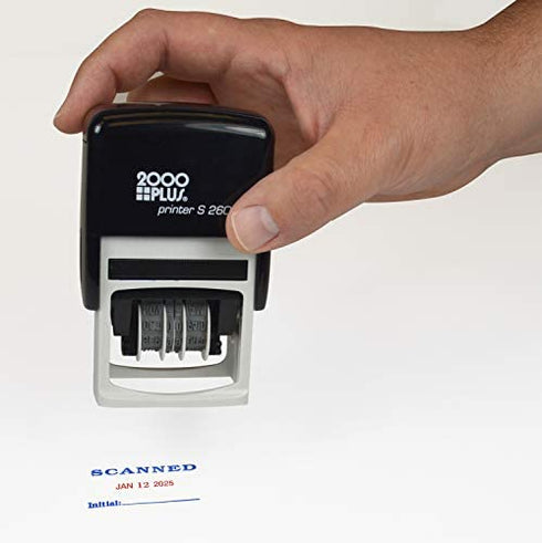 2000 PLUS 4-in-1 Self-Inking E-Message Date Stamp, 1-7/8" x 3/16" Impression, Blue and Red Ink (011098)