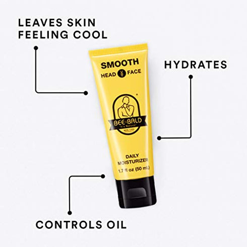 Bee Bald SMOOTH Daily Moisturizer tones, hydrates and moisturizes, smoothing away fine lines, wrinkles and dry patches and helps control oil and shine to feel cool, fresh and comfortable, 1.7 Fl. Oz.