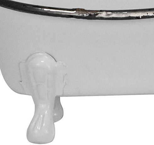 Foreside Home & Garden Black Distressed Rim White Enamel Bathtub Soap Dish
