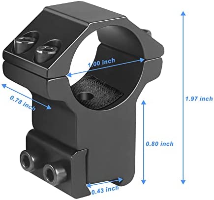 Modkin 1 Inch Dovetail Scope Rings, High Profile Scope Mount for 11mm Dovetail Rails -2 Pieces (One has Stop pin)