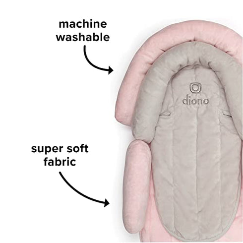 Diono Cuddle Soft 2-in-1 Baby Head Neck Body Support Pillow for Newborn Baby Super Soft Car Seat Insert Cushion, Perfect for Infant Car Seats, Convertible Car Seats, Strollers, Gray/Pink