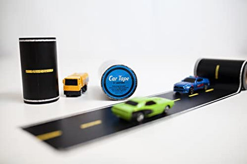 Car Tape, Extra Long and Wide! 3.5 in x 50 ft, Toy Car Road Tape Track for Kids, Great Accessory to Die Cast Cars and Train Sets. Sticker with Printed Street to Play on Floors.