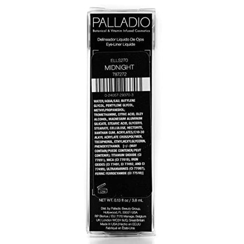 Palladio Liquid Eyeliner, Highly Pigmented and Waterproof Eyeliner, For Intense Eye Definition, Smear-proof Eyeliner Liquid, Includes Easy Grip Wand and Felt Tip Eyeliner Applicator, Midnight