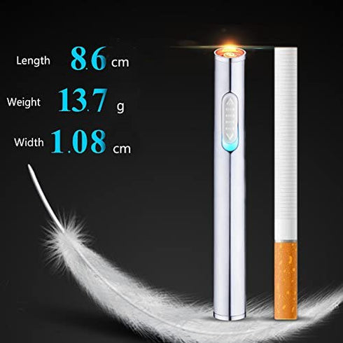 USB Lighter Rechargeable 2 Pack Mini Electric Flameless Windproof Portable Slim Cigarette Lighters (Silver and Rose Gold)