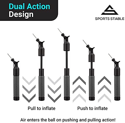 Sports Stable Ball Pump with 5 Needles Push and Pull Inflation Device for Your Basketball, Football, Soccer Ball, Volleyball, and Other Sport Balls