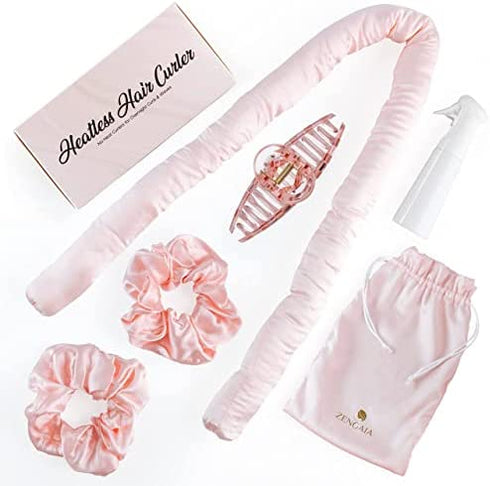 Zengaia Silk Heatless Hair Curler- No Heat Curlers for Overnight Curls & Waves 100% Pure Momme Mulberry Silk Make Hair Curly While You Sleep - Soft Headband Continuous Spray Bottle