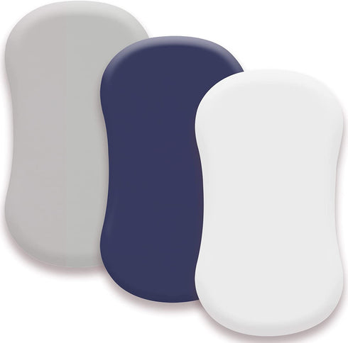 AMROSE 3 Pack Heavenly Soft Bassinet Sheets for Baby Boys, Universal Fitted for Various Cradle and Bassinet Mattress Pad, Silk Touch Gentle Breathable Microfiber, White & Gray & Navy Blue