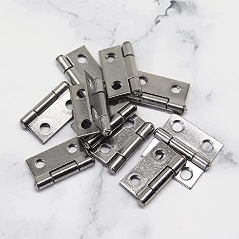 Adiyer 10pcs 304 Stainless Steel 1-inch Folding Butt Hinges Small Hinges Mini Door Hinges for Case Wooden Jewelry Box Lid Crafts (25mm x 24.5mm x 1mm)