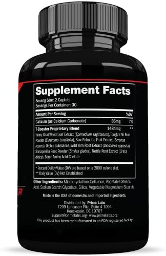 Prime Labs - Men's Test Booster - Natural Stamina, Endurance and Strength Booster - 60 Caplets