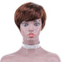 REYNA Short Straight Brown 100% Virgin Brazlian Bob Pixie Cut Wavy Non Lace Human Hair Wig with Bangs for Black Women(4#)