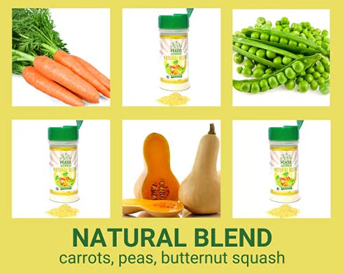 Easy Peasie Vegetable Powder Blend for Kids and Picky Eaters, Non-GMO Dried Ground Veggie Sprinkles | Peas, Carrots, Squash (Natural, 2oz)