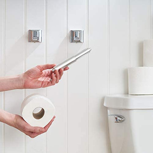 Universal Plastic Spring Loaded Toilet Paper Roll Holder Replacement , Chrome (1, Chrome)