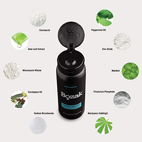 Bozak Cooling Body and Foot Powder for Men – Talc Free, Jock Itch Defense, Deodorant, Stops Chafing, Absorbs Sweat, and Keeps Skin Dry – with Menthol (4 oz.)