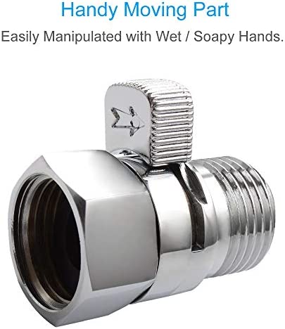 Shower Regulator Valve, APLusee Brass Shower Head Shut Off Control Valve, Water Flow Restrictor with On Off Switch, Chrome
