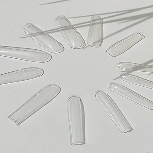 120Pcs Extra Long Nail Tips with Box,Clear XXL Straight Tapered Square Full Cover Nail Tips, Press On False Nail Tips for Salons and DIY Nail Art at Home(12 Sizes)
