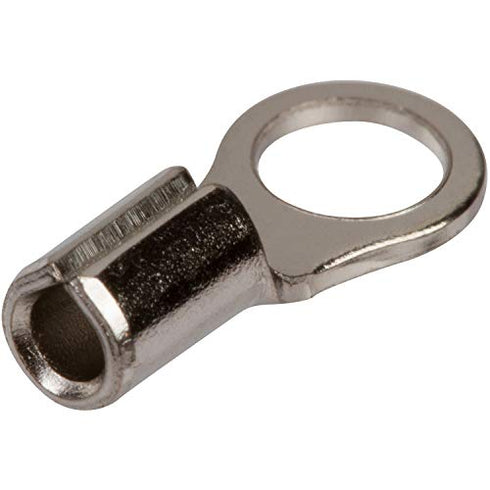 Morris Products High Temperature Ring Terminals – 8 Wire Size - ¼-inch Stud Size – Nickel-Plated Steel – For HVAC, Industrial Kilns, Electric Space Heaters, Commercial Ovens, Fryers – Pack of 100, (12524)