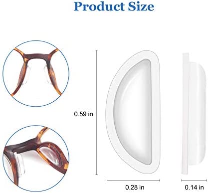 Eyeglass Nose Pads, Soft Silicone Adhesive Air Chamber Glasses Nose Pads, 3.5mm Heighten Nose Pads for Plastic Frames, 12 Pairs (Clear)