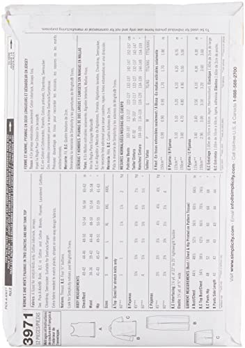 Simplicity Easy To Sew Men and Women's Matching Pajamas Sewing Patterns, Sizes XL-XXL