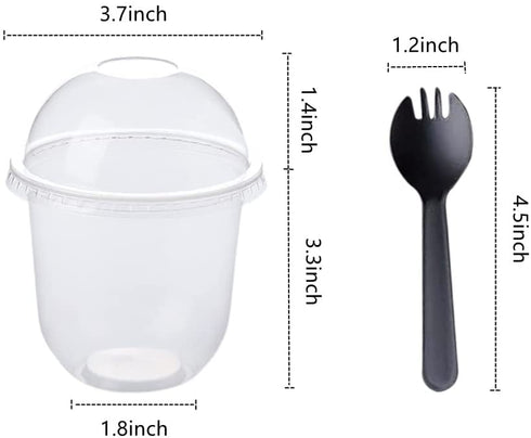 12oz Disposable Plastic Cups with Dome Lids (No Hole),50 pack Dessert Cups for Plastic Fruit, Ice Cream Cake and Mini Snack Bowls¦