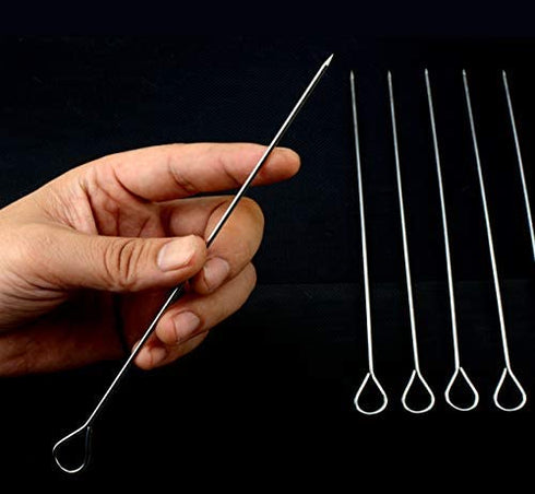 HONSHEN 8 Inch Stainless Steel Skewers,Roast goose needle Barbecue Skewers, BBQ Skewers, Shish Kebab Kabob Skewers 12 pcs
