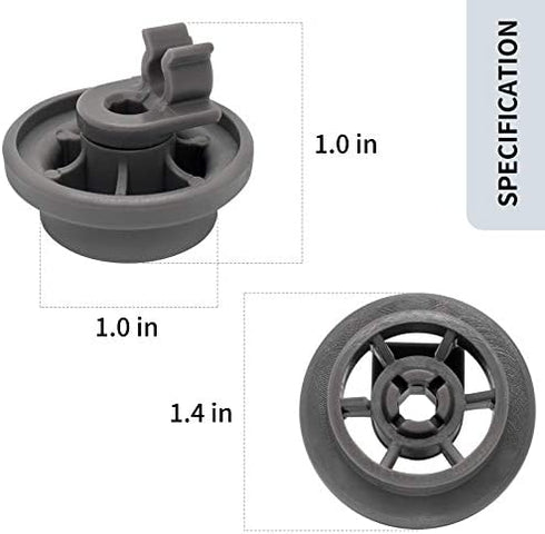 Sikawai 4581DD3003B Dishwasher Lower Dishrack Roller Assembly Repalcement for LG Replaces 4502960 AP6231149 PS12075858-4 Packs