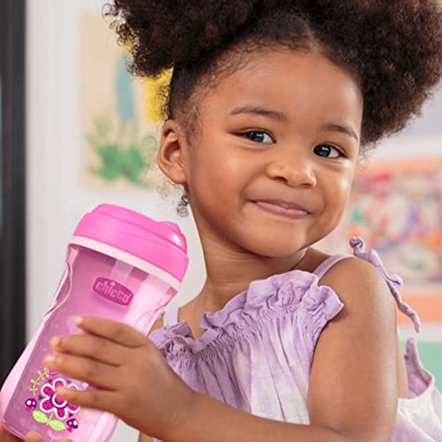 Chicco Insulated Rim Spout Trainer Spill Free Baby Sippy Cup 9 oz. - Two Pack, Pink/Purple