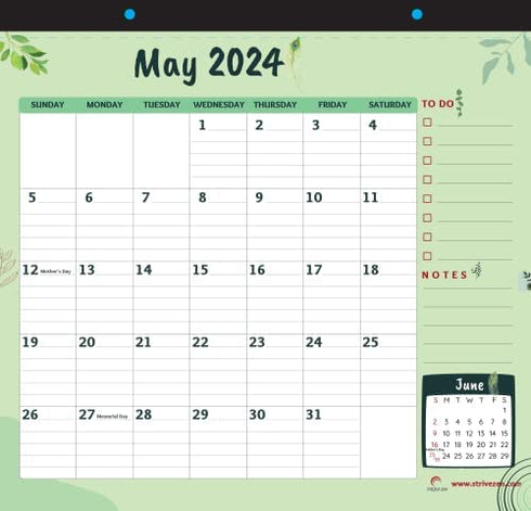 Magnet Calendar for Refrigerator 2023-2024 by STRIVE ZEN, January 2023 - December 2024, Fridge, Monthly Magnetic Planner, Paper, Tear Off, Schedule Weeks, Days, 10x10 Inches, 24 Months