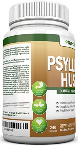 PSYLLIUM Husk Capsules - 1450mg Per Serving - 240 Capsules - Premium Psyllium Fiber Supplement - Great for Constipation, Digestion and Regularity - 100% Natural Soluble Fiber