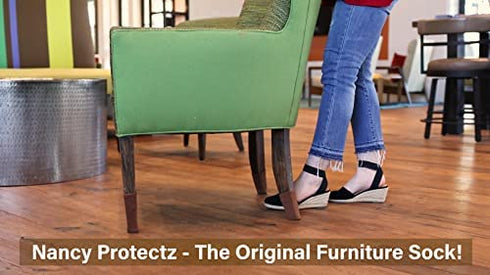 Small/Black- NancyProtectz Patented with Rubberized Grips/Chair Leg Hardwood Floor Protector. The Original Furniture Sock