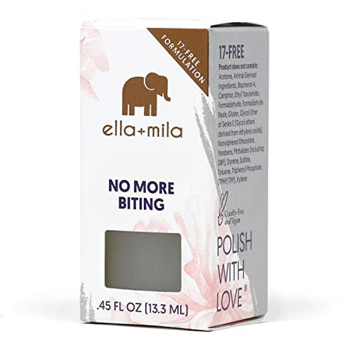 ella+mila "No More Biting" Nail Polish - Bitter Taste Nail Biting Treatment for Kids & Adults - Effective Thumb Sucking Stop for Kids (0.45 fl oz)