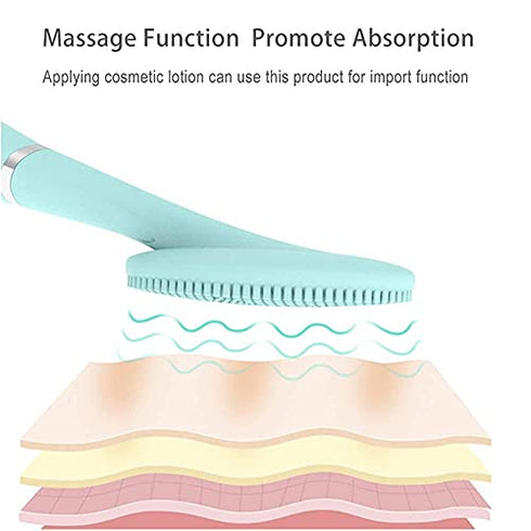 Sonic Facial Cleansing Brush, Lyrzzey Portable Handled Face Cleansing Brush with 5 Adjustable Speeds Vibrating Rechargeable Face Cleansing Brush for Deep Cleaning Gentle Exfoliating Massaging(Blue)