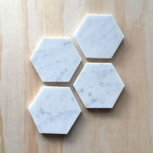 INA KI Natural Marble and Stone Coaster With Anti-Skid Cork Bottom (For home, Kitchen, Bath & Spa)