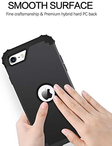 BENTOBEN iPhone SE 2022 Case, Phone Case iPhone SE 2020, Heavy Duty 3 in 1 Full Body Rugged Shockproof Hybrid Hard PC Soft Rubber Bumper Drop Protective Girls Women Boy Men iPhone SE3/2 Covers, Black
